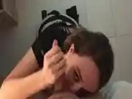 POV - Morning blowjob in the toilet [cumshot on face]